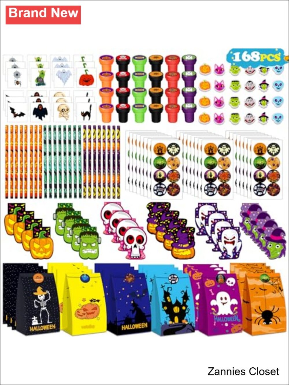👻 OCHIDO 168 Pc Halloween Stationery Party Favor Set Pencils Erasers Stampers